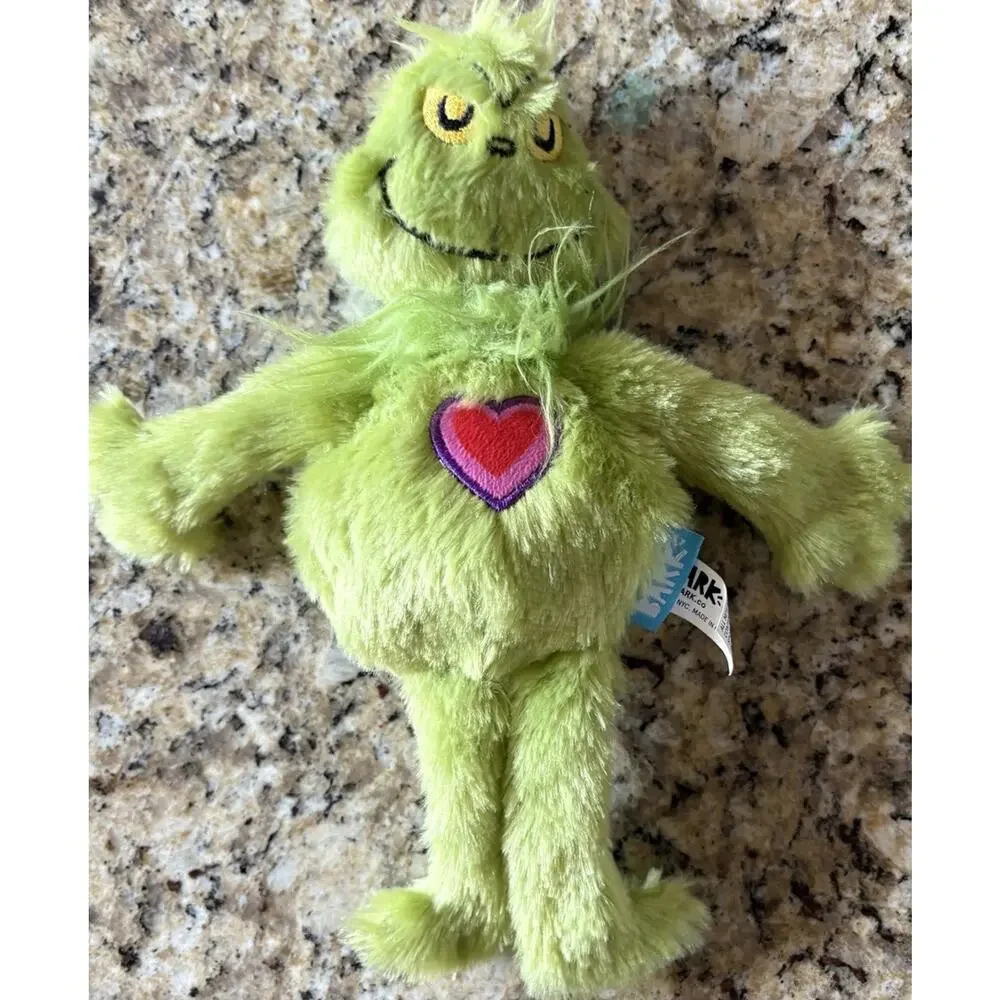 BarkBox Baby Grinch Plush Dog Toy BARK 2018 Dr Seuss Christmas Heart Rare